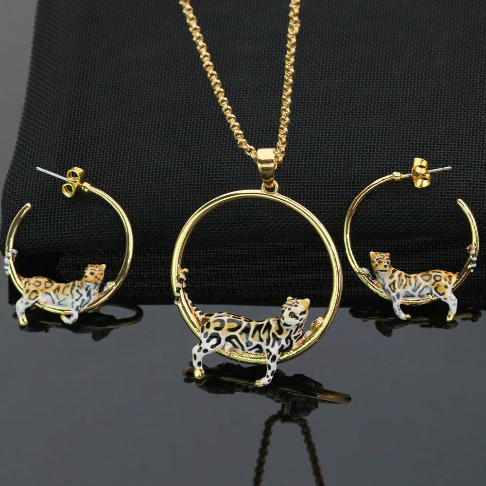 Earrings Personality Temperament Sweet Cool Style Leopard Earring Necklace - Bellarte Enchanté Earrings Personality Temperament Sweet Cool Style Leopard Earring Necklace